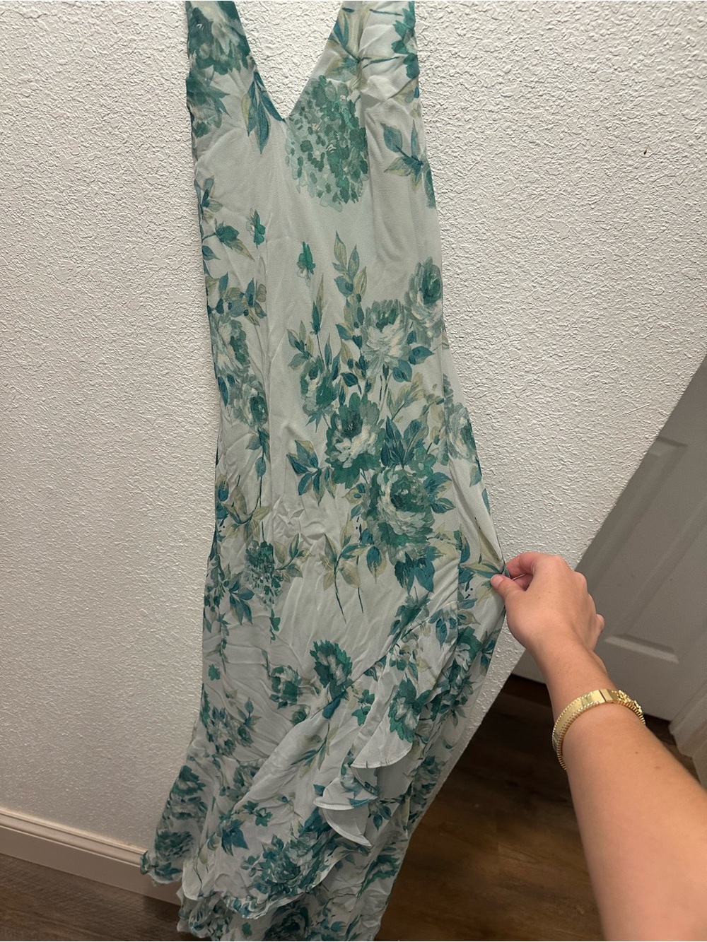XOXO Teal Green Floral V-Neck Maxi Dress